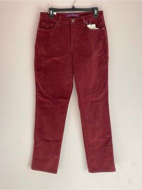 NEW Gloria Vanderbilt Corduroy High-Rise Jeans in Burgundy size 10